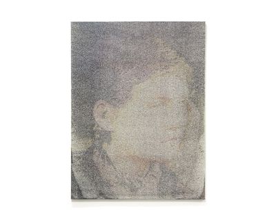 from a distance (2012), oil pushed through mesh with watercolor, by Nobuhiko Murayama