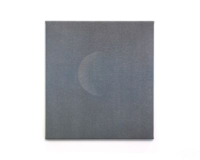 moons (2015), oil pushed through mesh with metallic pigment, by Nobuhiko Murayama