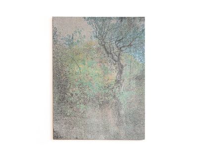 passing by (2012), oil pushed through mesh with watercolor, by Nobuhiko Murayama