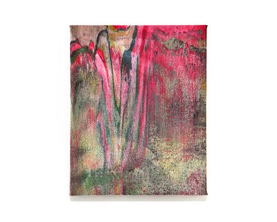 garden (2010), oil pushed through mesh with watercolor, by Nobuhiko Murayama